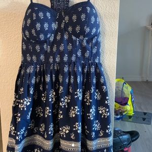 patterned blue halter top type dress